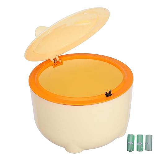 VILLCASE Closed Cat Litter Trash Can with Lid and Odor Seal, Plastic Waste Bin for Small Pets, Includes 90 Trash Bags, Portable Cat Poop Container for Bathroom and Desktop Use