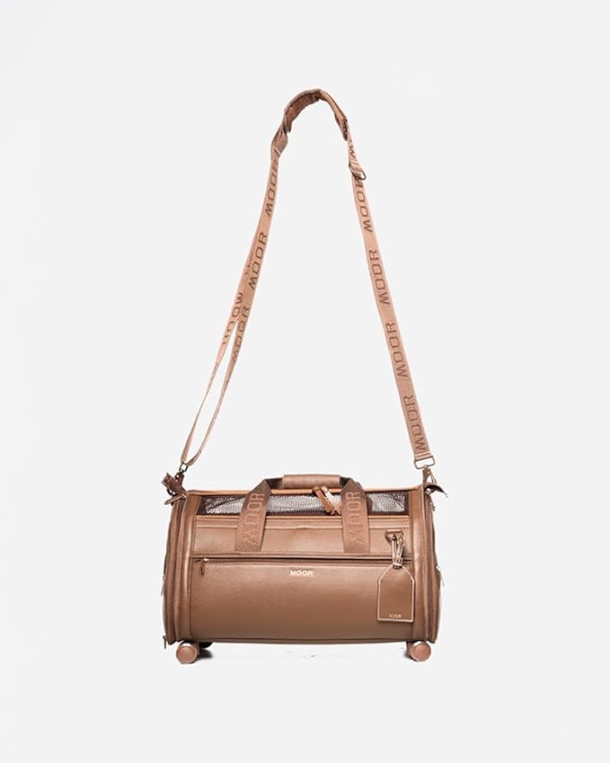 MOOR NYC Luxury Made Travel Bag. A Unique Pet Travel Bag Design for Dogs or Cats. TSA Approved (Cocoa Luxury Travel Bag)