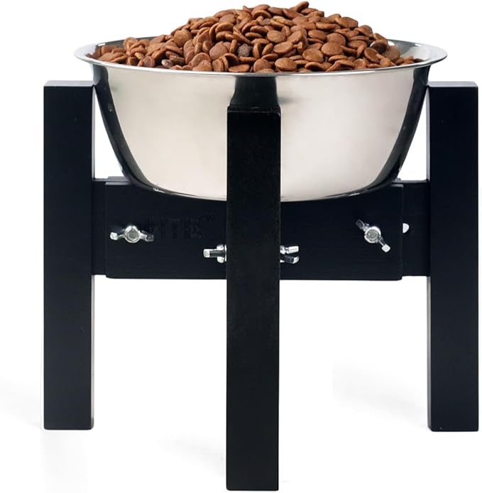 Elevated Dog Bowl Stand,Adjustable Dogs Food Stand for 6”-8” Bowls,Single DogBowl Holder 7” Tall for Cats and Small Dogs Black