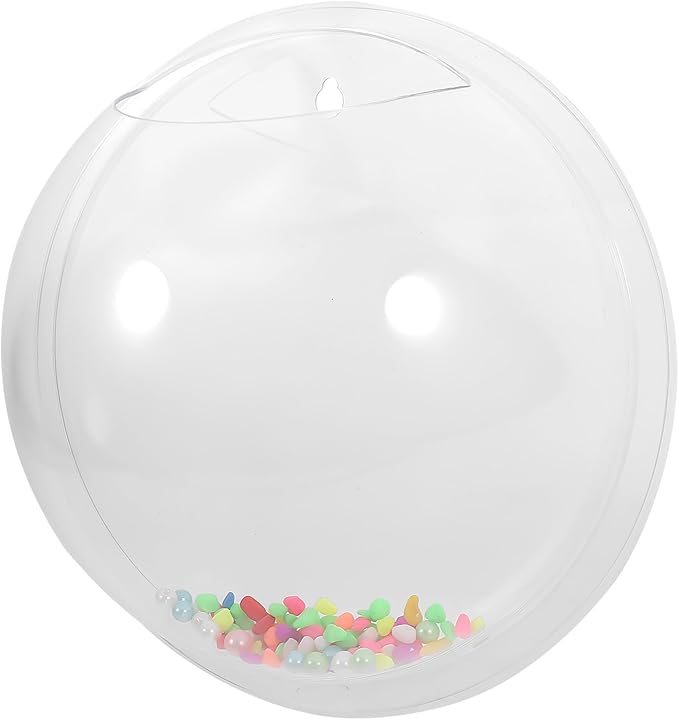 HANABASS Wall Mounted Acrylic Fish Tank Bowl, 23cm Diameter Hanging Aquarium Decor for Living Room, Acrylic Wall Hanging Fish Bowl Suitable for Home and Office Display