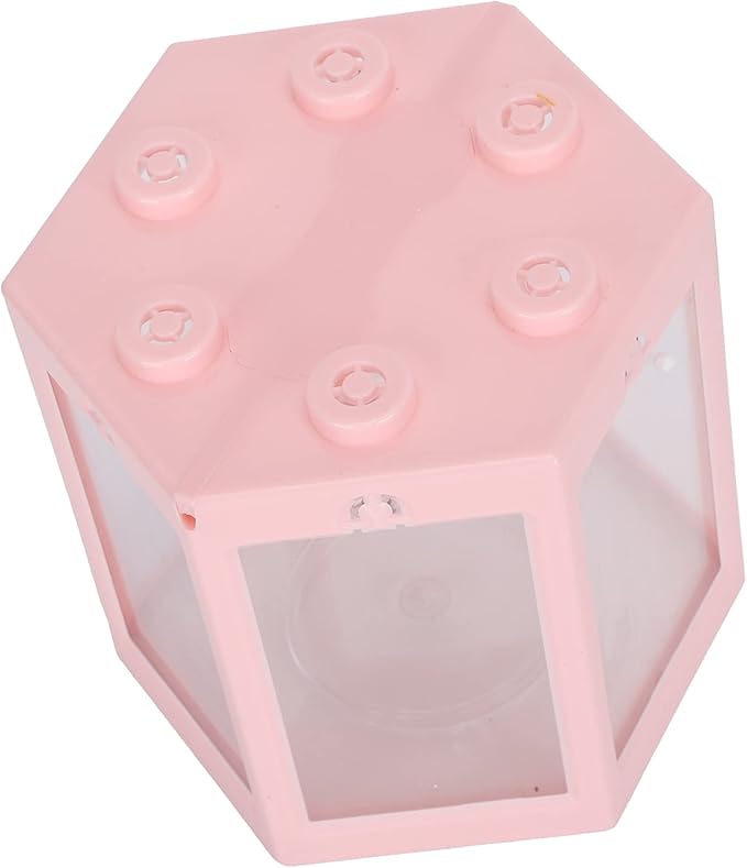 Small Betta Fish Tank, Hex Shape Portable Mini Aquarium Tank, Fish Tank Starter Kits Fish Bowl Aquarium Starter Kits for Turtle Reptile Shrimp Moss Crab Insects Habitat as Decoration(Pink)