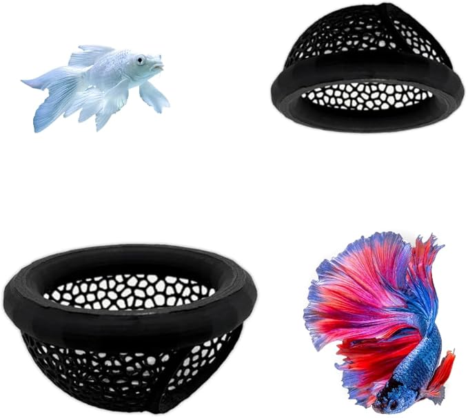 Laoha 2 PCS Floating Betta Hammock & Shrimp Shelter – 3D Printed Aquarium Decor with Feeding Ring, Safe Resting Spot for Betta Fish, Shrimp and Small Fish