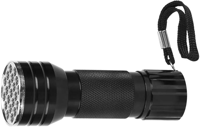 Flashlight, Light Mini Torch Light Urine Light Detector 21 LED Flashlight Ultra Violet Pet Urine Detector Light for Dog Cat (with Tail Strap)
