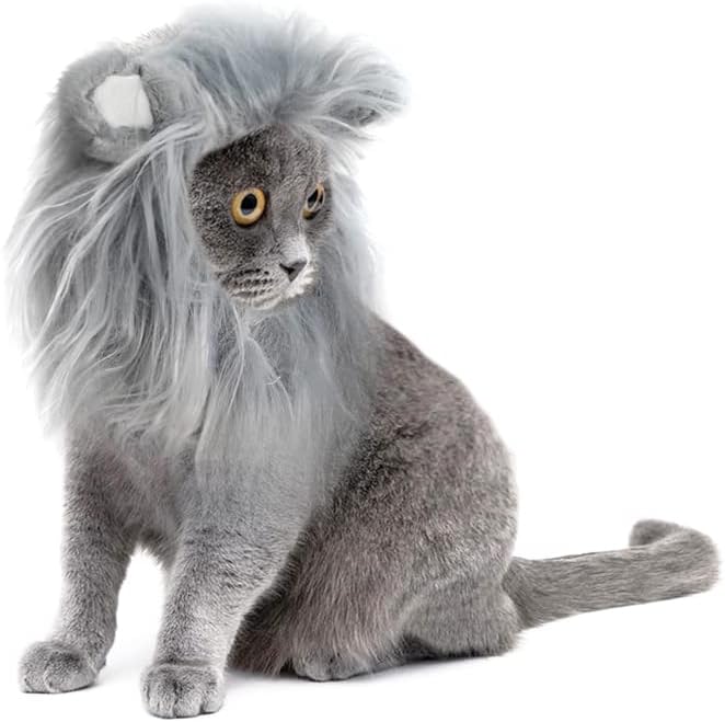 Onmygogo Lion Mane Wig for Cats and Dogs, Funny Pet Cat Costumes for Halloween Christmas, Furry Pet Clothing Accessories