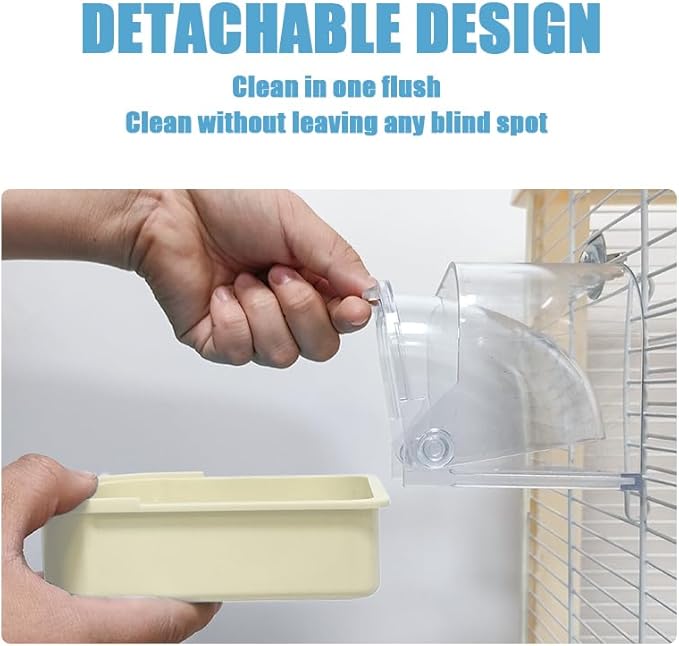 Bird Bath for Cage, Cleaning Pet Supplies Cockatiel Bird Bathtub with Hanging Hooks for Little Bird Parrots Spacious Parakeets Portable Shower for Most Birdcage (Yellow)