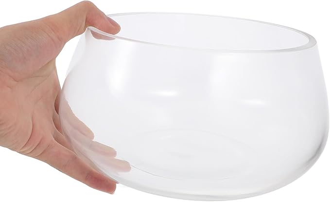 Mikikit Glass Turtle Bowl Fish Tank Thick Small Fish Bowl Hydroponic Planter Desktop Aquarium Suitable for Home Micro Landscape and Aquatic Pets