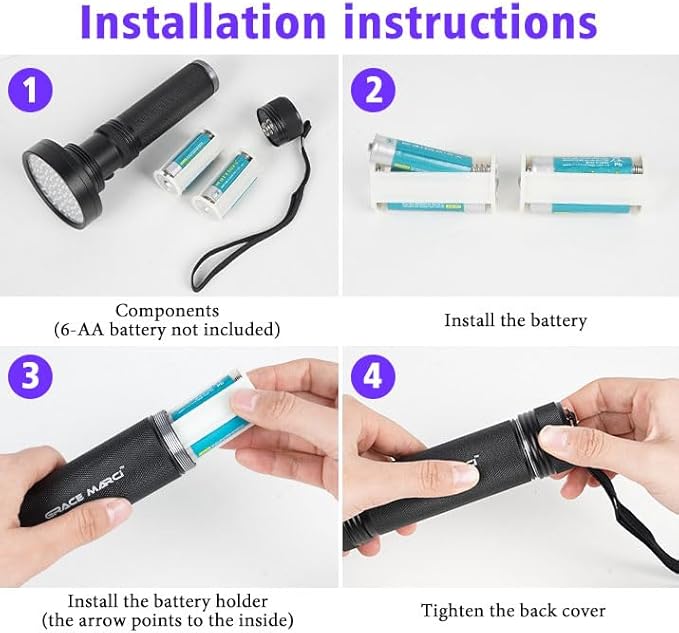 UV Flashlight Black Light, 100 LED Blacklight Flashlight for Dog/Cat Pet Urine Detector, Bed Bug, Scorpion, Show Drying Urine Stains on Toilets