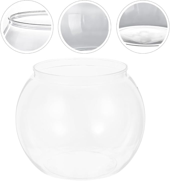 Angoily 5.11 Inch Transparent Plastic Fish Bowl Small Round Aquarium Tank for Goldfish Desktop Office Home Decor Portable Small Aquarium