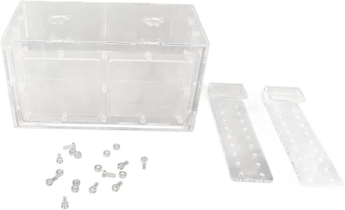 Fish Breeding Isolation Box | Transparent Mesh Side Aquarium Incubator | Guard Small Fish/Eggs | Acrylic Lid & Adjustable Hook | for Fish Tank Hatching (20 * 10 * 11CM)