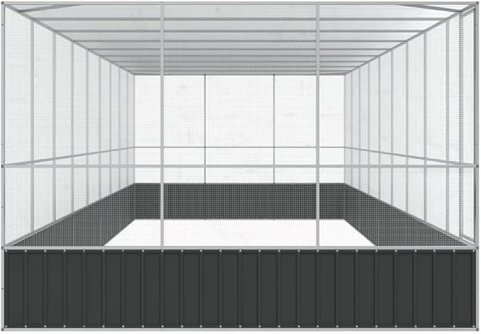vidaXL Steel Aviary with Extension - Large Flight Cage for Small Animals - Silver and Anthracite - 366.9"x120.9"x83.5"
