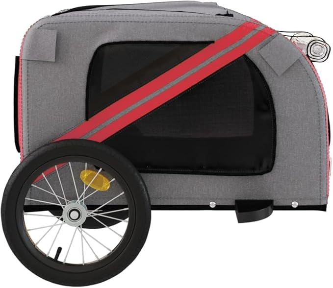 Pet Bike Trailer for Small Dogs, Durable Oxford Fabric with Weatherproof & Scratch-Resistant Design, Zippered Doors and Mesh Windows for Safe Outdoor Rides