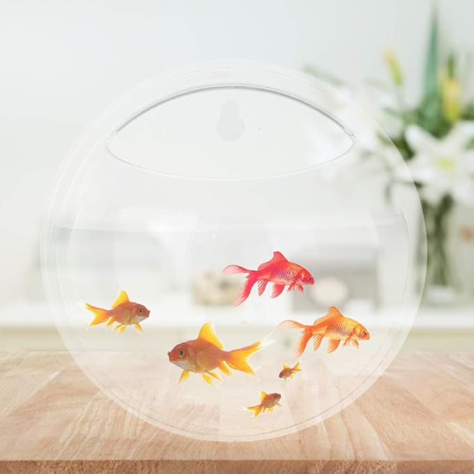 Toyfun 2Pcs Wall Hanging Fish Tank Wall Mounted Transparent Acrylic Fish Bowl Bubble Aquarium Bowl Fish Tank Aquarium for Home Decor