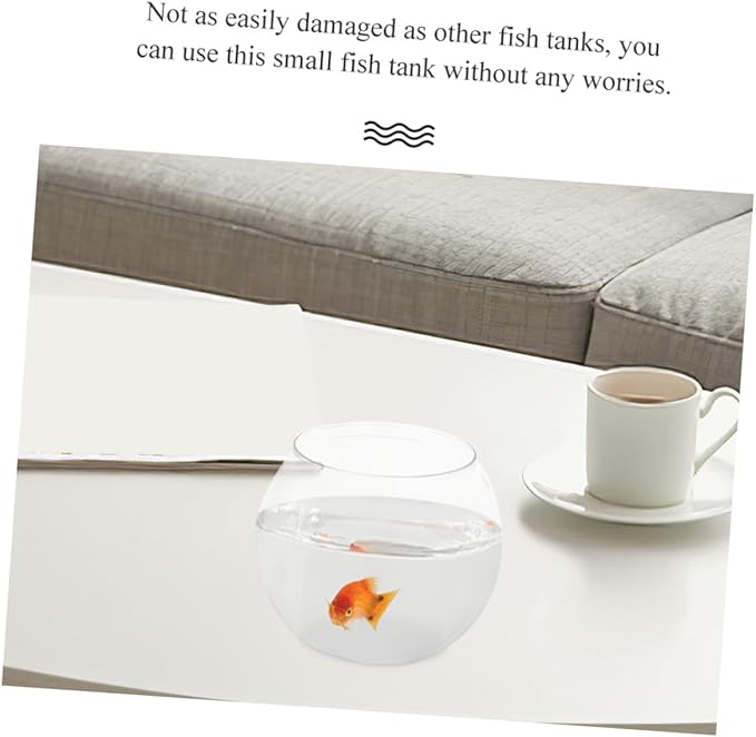BESPORTBLE Tabletop Fish Tank Globe - Shatterproof Transparent Plastic Fish Bowl for Betta, Goldfish, and Turtles - 5.90 X 5.90 X 5.11 Inch, Ideal for Office and Home Decor