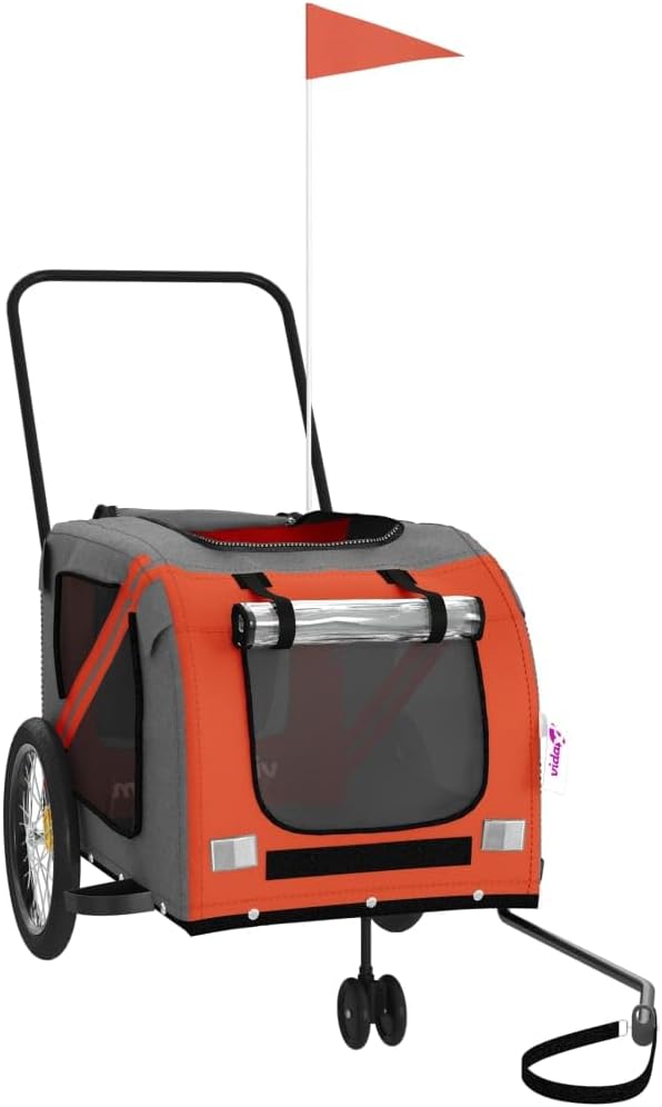 Pet Bike Trailer for Small Dogs, Durable Oxford Fabric with Weatherproof & Scratch-Resistant Design, Zippered Doors and Mesh Windows for Safe Outdoor Rides