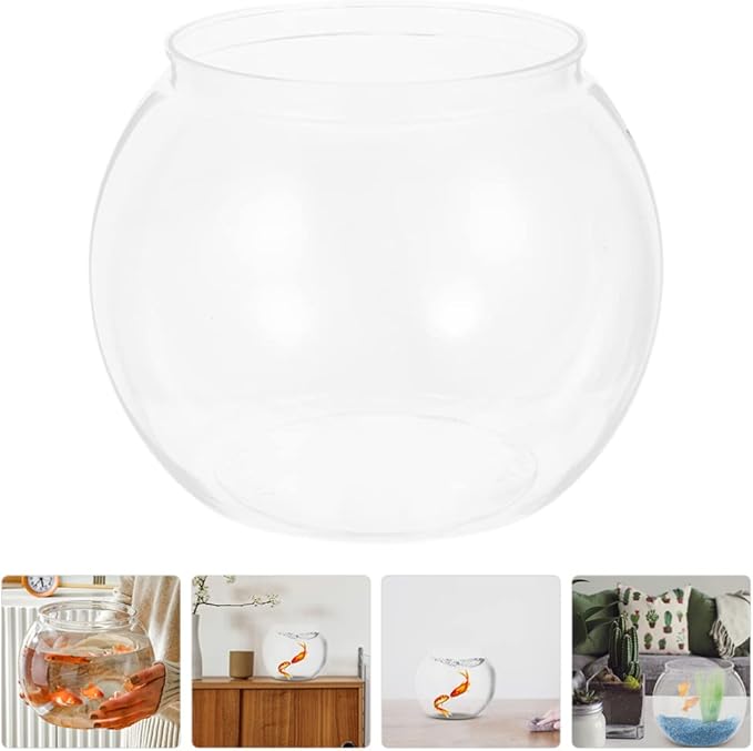 Plastic Fish Bowl Vases Small Aquarium Tank Bubble Bowl Round Bowl Terrarium Globe Flower Vase for Candy Drinks Carnival Games Prizes Centerpieces and Party Decoration