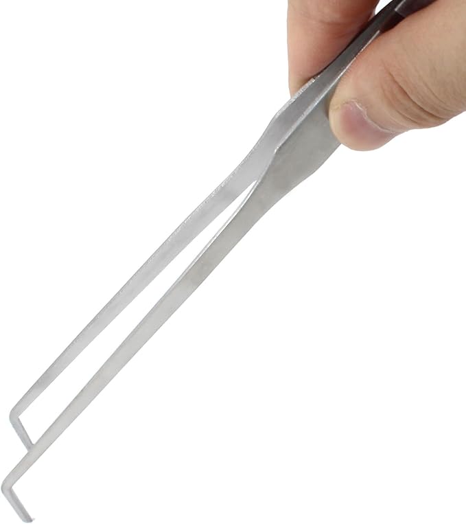 2PCS Stainless Steel Reptile Feeding Tongs, Long Tweezers Aquarium Terrarium Feeder Tools for Reptiles, Lizards, Snakes (Straight and Curved)