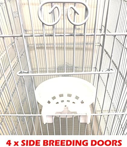 Large Canary Parakeet Cockatiel Lovebird Finch Roof Top Bird Cage with Stand -18"x14"x60" (Black)