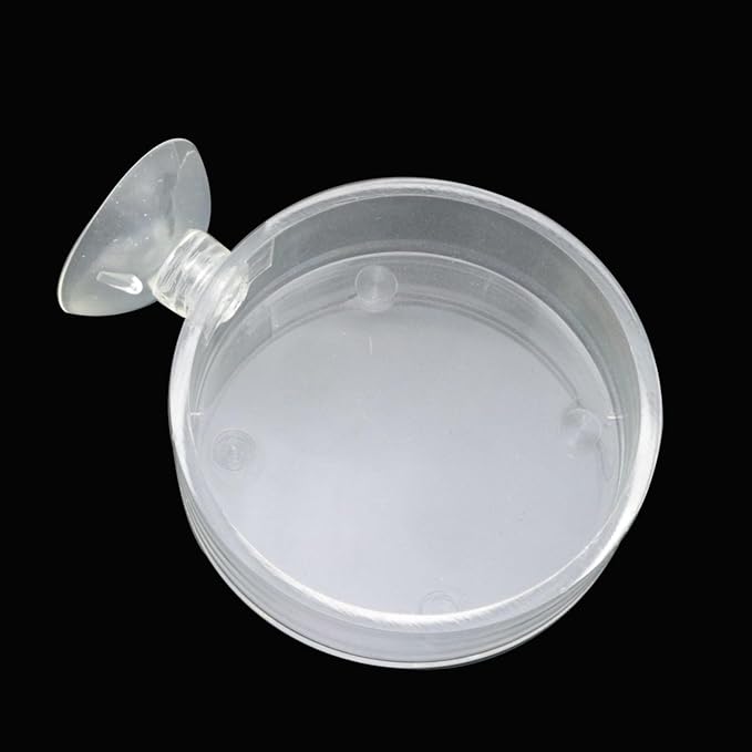 Transparent Feeding Bowl Acrylic Round Hollow Bowl 6.5cm with Suction Cup Feed Tray Tray for Aquarium Fish and Shrimp Adjustment