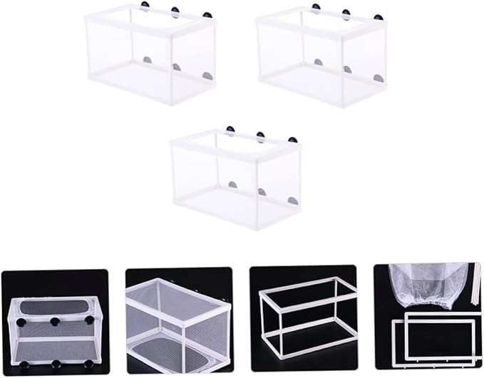 BESPORTBLE 3pcs Fish Tank Isolation Box Net Breeder Box Suction Cup Fish Breeding Divider