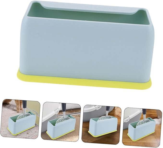 Luxshiny Plastic Cat Litter Scoop Holder Stand Compact Lightweight Litter Shovel Storage Container Blue Base