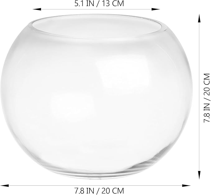 HOMSFOU Glass Fish Bowl Bubble Goldfish Bowl Round Glass Jar Terrarium Globe Flower Vase Hydroponic Planter Fish Tank Candy Jar Wishes Bottle for Micro Landscape 20cm