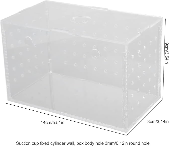 Fish Breeder Box, High Transparency Acrylic Hatchery Incubator Tank, Aquarium Fish Breeding Box with Suction Cups, Isolation Box for Baby Fishes Shrimp Clownfish, Easy to Observe a (14 * 8 * 9CM)