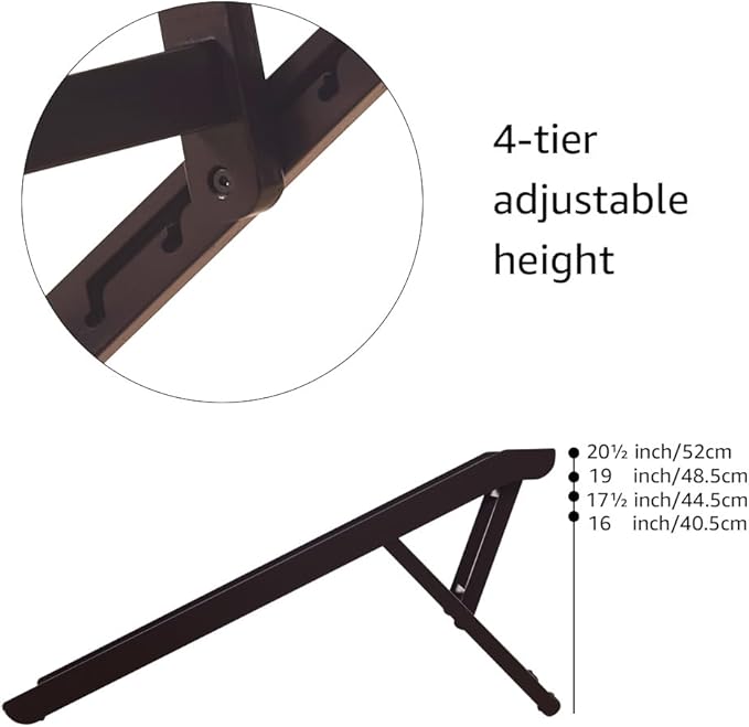 unipaws Foldable Wooden Pet Ramp with Adjustable Height, Dog Ramp to Reach High Bed and Couch, Durable Pet Ladder with Updated Non-Slip Yoga Mat for Dog and Cat