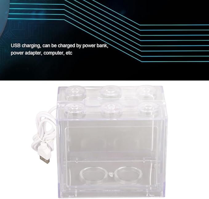 Mini USB LED Aquarium Fish Bowl Plastic Tank with White Light for Desk Tabletop Decor Energy-Saving Office Accent(Transparent)