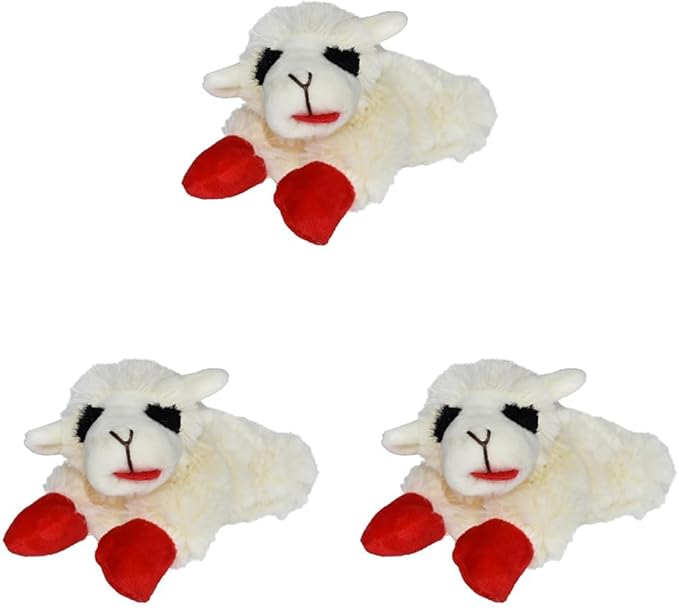 Multipet Lamb Chop Dog Plush Toy - Squeaky Toy for All Dogs - Extra Soft Plush - Stuffed Animal Dog-Toy for Cuddling & Playing - Cute Pet-Toy (6",Cream),(Pack of 3)