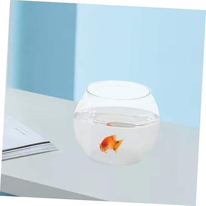 Transparent Plastic Fish Tank 15 Inch Round Shatterproof Fish Bowl for Betta and Aquatic Plants for Desktop Decoration and Office Use