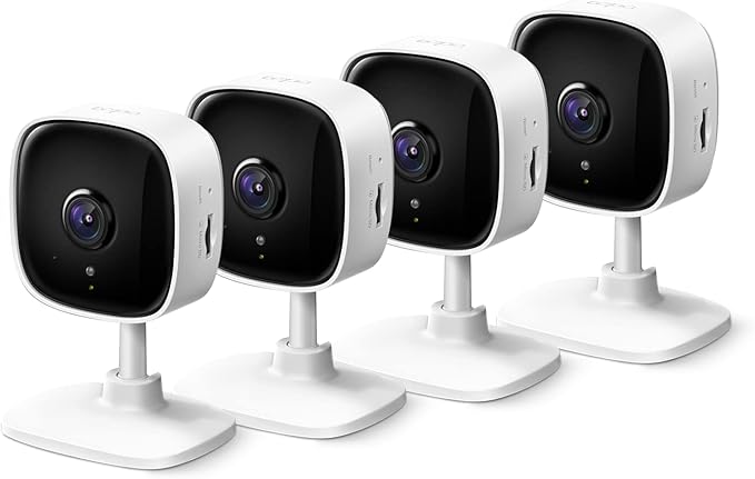 Tapo 2K Indoor Wired Security Camera - Works as a Baby Monitor & Pet Camera, Person/Motion/Baby Cry Detection, 2-Way Audio, Siren, Subscription-Free Local Storage or Optional Cloud, C110P4 (4-Pack)