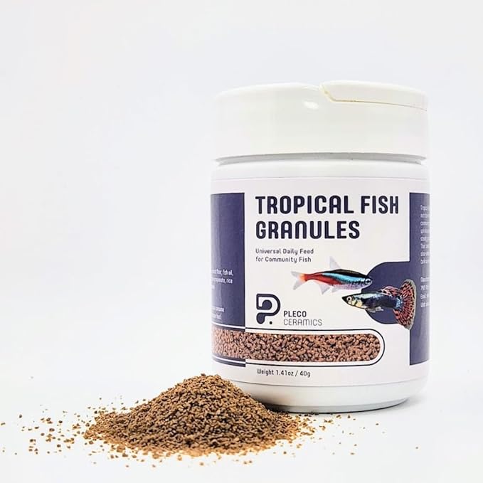 Plecoceramics Tropical Fish Granules Daily Community Fish Food for Aquarium Fish – Balanced Nutrition for Tropical Fish, Easy-to-Eat Sinking Granules (1.41 oz / 40 g)