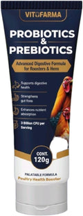 Probiotics & Prebiotics for Chicken & Poultry, Hens, All Natural Digestive System Dietary Supplement 120 gr - Advanced Digestive Formula for Roosters & Hens Probiotics
