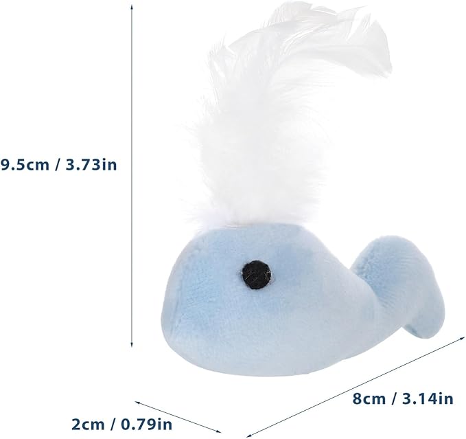 ABOOFAN Interactive Plush Whale Cat Toys 3 Pack with Bell for Indoor Cats Lightweight Soft Stuffed Kitten Toys for Exercise Anxiety Relief
