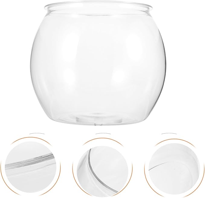 Desktop Fish Tank Bowl, Plastic Tabletop Fish Bowl Aquarium, Small Micro Landscape Tank for Office and Home Decor