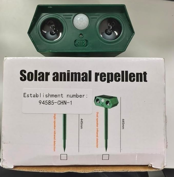 4Pack Solar Ultrasonic Animal Repellent Outdoor, Solar Deer Deterrent Devices with Motion Sensor, Cat Repellent with LED Flash Lights to Scare Deer Squirrel Rabbit Raccoon Skunk Dog for Yard