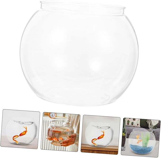 COHEALI 2pcs Large Round Fish Bowls Plastic Small Aquarium Tanks for Desktop Betta Goldfish Micro Landscape Container Office Decoration