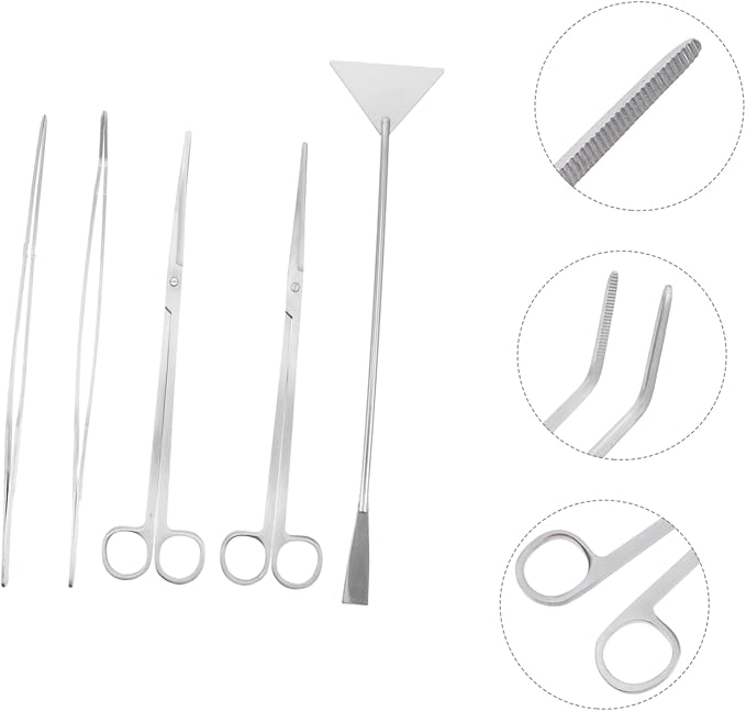 BESPORTBLE 5pcs Aquarium Cleaning Tool Set Includes Scissors Tweezer Spatula for Water Plant Maintenance and Fish Tank Care