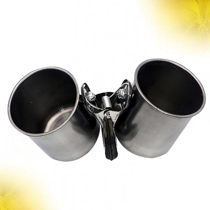 Stainless Steel Parrot Feeder and Birds Water Cup Set with Clip – Large Dual Bowl Bird Feeding Watering Supplies for Cage Use