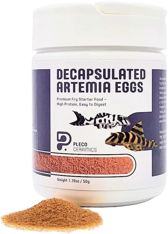 Plecoceramics Decapsulated Artemia Eggs Fry Fish Food for Aquarium Fish – Protein-Rich First Feed for Fry & Breeding, Easy to Digest Brine Shrimp Eggs (1.76 oz / 50 g)