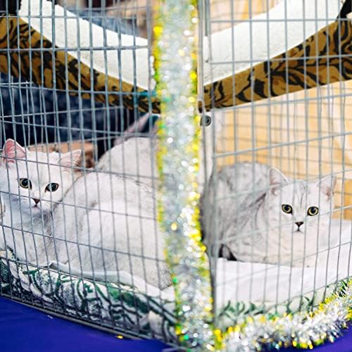 Jetec 2 Pack Cat Hammock for Cage, Catio Accessories Reversible Soft Cats Bed with Adjustable Straps and Hooks Double-Sided Linen and Fleece Hanging Hammock for Cats, Kitten(Zebra, Tiger Stripes,L)