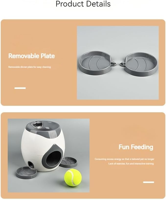 Automatic Dog Ball Launcher Dog Tennis Food Reward Machine Interactive Dogs Ball Thrower Slow Feeder for Small and Medium Dogs (Dark Grey)