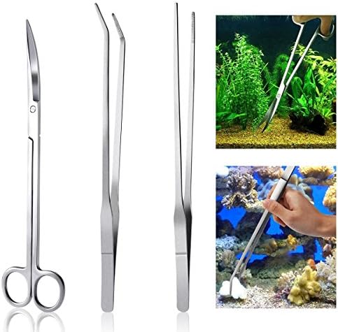 SGerste Aquarium Kit Tool Accessories Stainless Steel Aquarium Tank Water Plant Tweezers Scissors Tools Set Fish Starter Kits