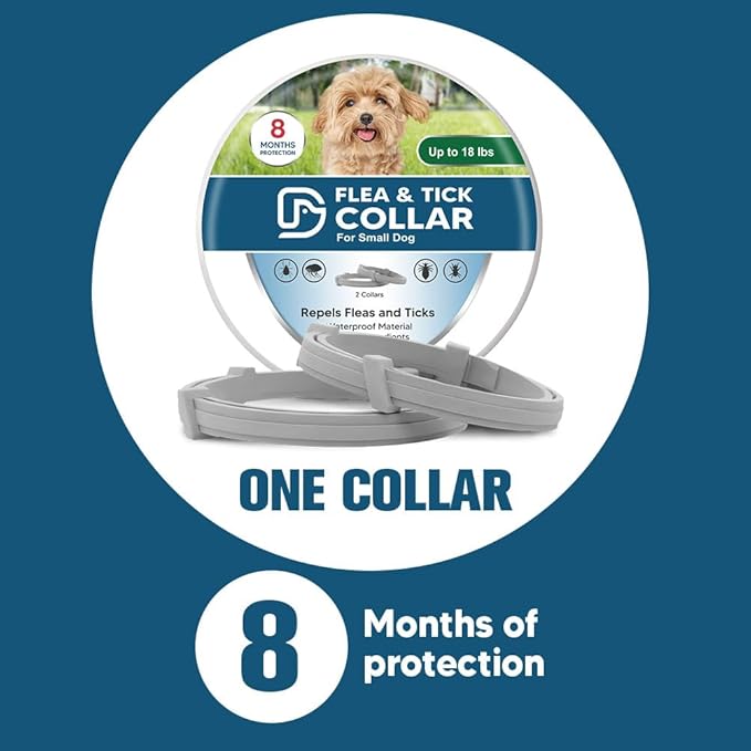 Flea Collar for Dogs, Flea and Tick Collar for Small Dogs, Dog Tick Collar, Dog Flea Collars, People/Pet/Plant Friendly - 2P