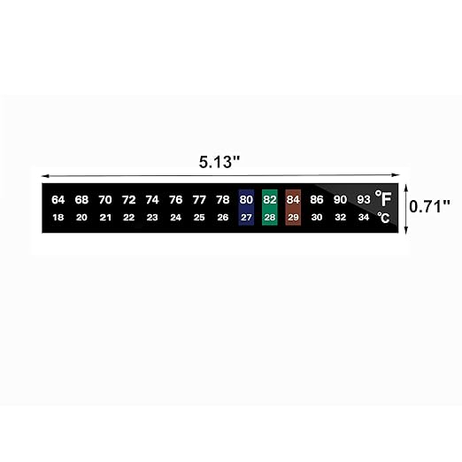 AQUANEAT 6 PCS Aquarium Thermometer Strips, Fish Tank Thermometer Sticker, Terrarium Water Temperature Test (0.71" x 5.13")