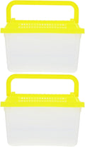 FRCOLOR 2pcs Portable Fish Tank Handheld Aquarium Transparent Turtle Box Pet Hamster Carrier Plastic Reptile Breeding Container, Multi-Color Lid