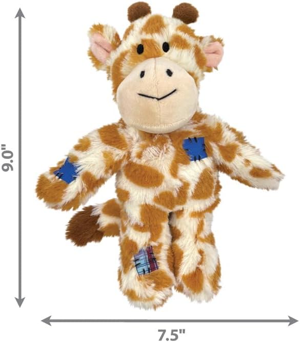 KONG Wild Knots Dog Toys 3 Pack – Bear, Giraffe & Tiger – Durable Plush Toys with Internal Knotted Rope & Squeaker – Soft Outside, Tough Inside – Ideal for Tugging & Chewing (Small/Medium)