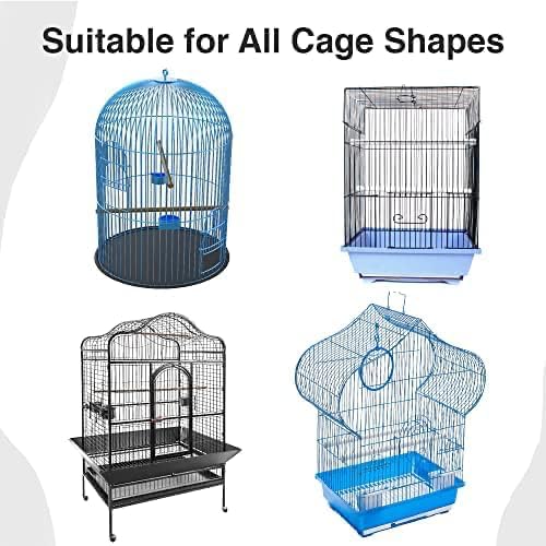 SIMENA Bird Cage Seed Catcher, Skirt for Cages, Nylon Mesh Cage Liners for Large Cages, Elastic and Easy Cleaning Cage Cover, Suitable for Most Cage Shapes (White 59-79 inch)