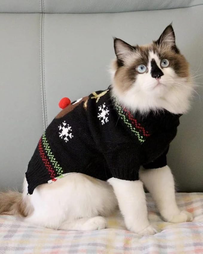 Cat Sweater Christmas Santa Claus Pet Cat Winter Knitwear Warm Clothes