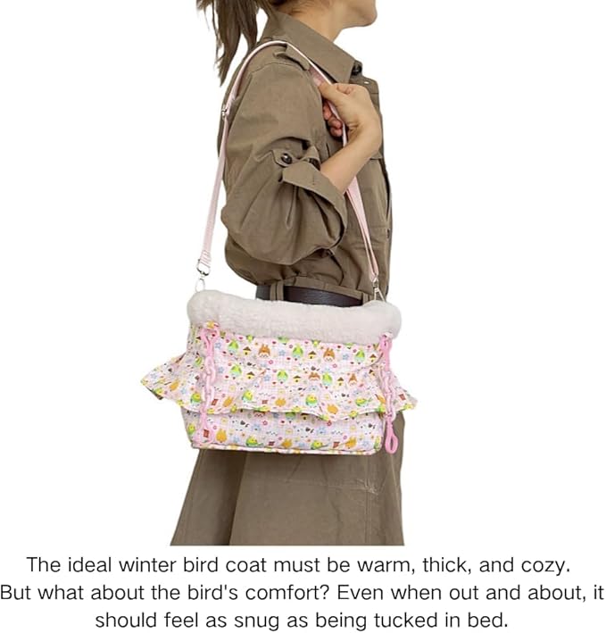 2 in 1 Warm Bird Carrier Bag, Bird Hammock Bed for Cage, Winter Travel Bag, Portable Parrot Outing Bag for Lovebird, Budgie, Conure, Quaker, Small Medium Birds (Yellow,Large)